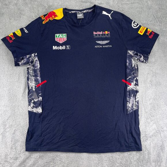 Puma Red Bull Racing Formula 1 Team T Shirt Mens XL Night Sky Mobil 1 Dry Cell - Picture 1 of 16